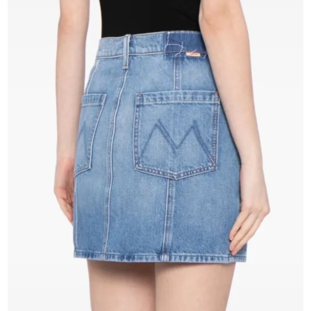 MOTHER SUPERIOR JEANS The Lineup Swooner Mini Skirt LOVE LINE WASH Denim SIZE 27